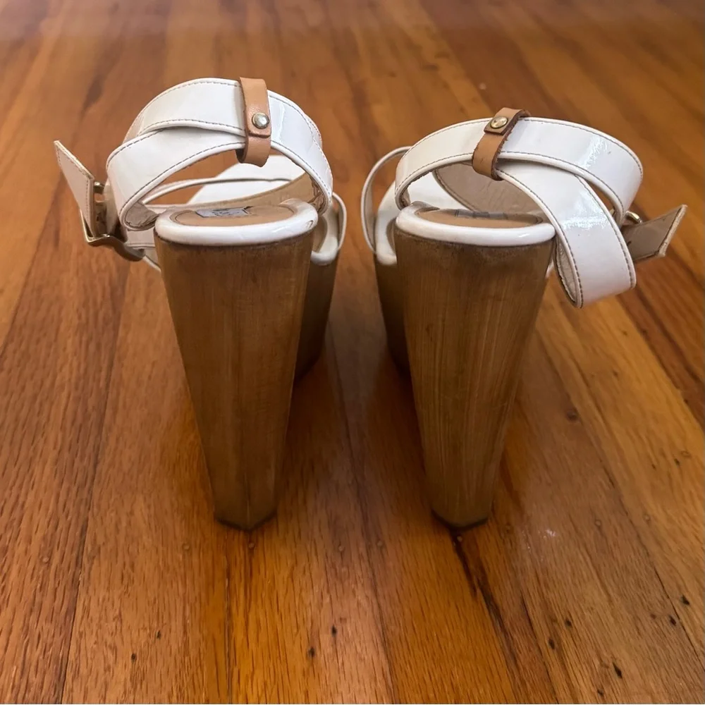 Steve Madden white and Tan Platform Heels with ankle strap - Picture 5 of 7